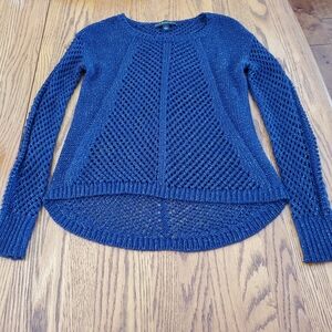 Rock & Republic Navy Blue / Silver Metallic Mesh Sweater